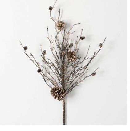 Gold Pinecone Twig Stem - 29.5"