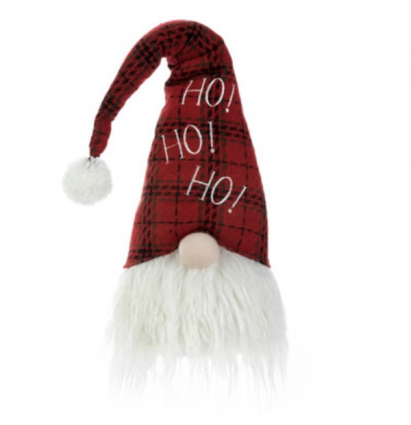 Ho Ho Plaid Hat Gnome Head