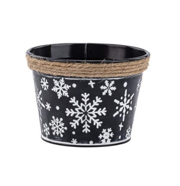 Black Metal Pot with Snowflake Design | Suburban Lawn & Garden