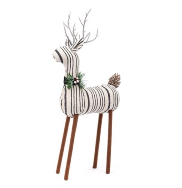 Assortment of Striped Reindeer with Pinecone Tails