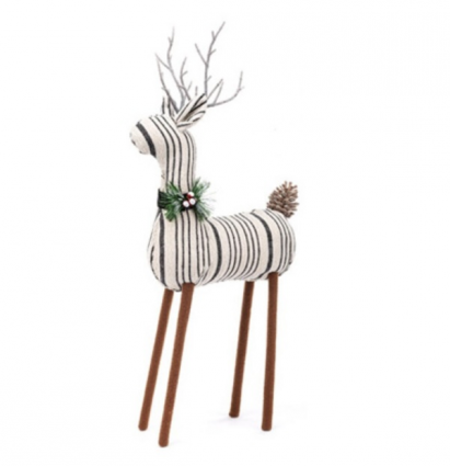 Assortment of Striped Reindeer with Pinecone Tails