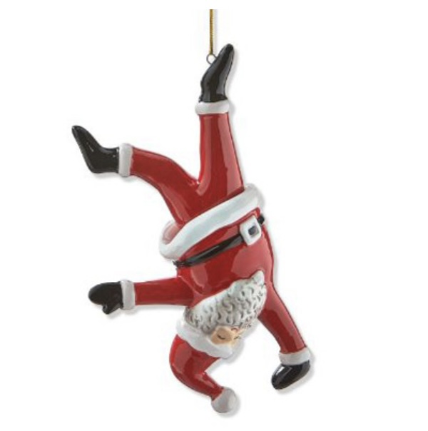 Santa Doing A Handstand Ornament