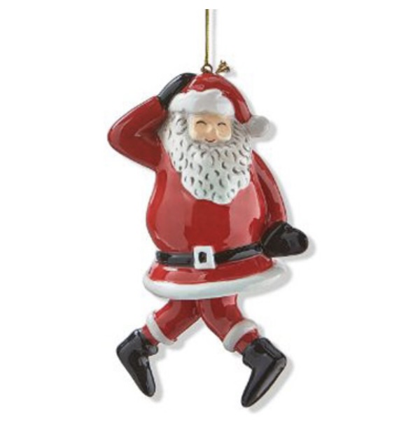 Santa Doing the Sprinkler Dance Ornament