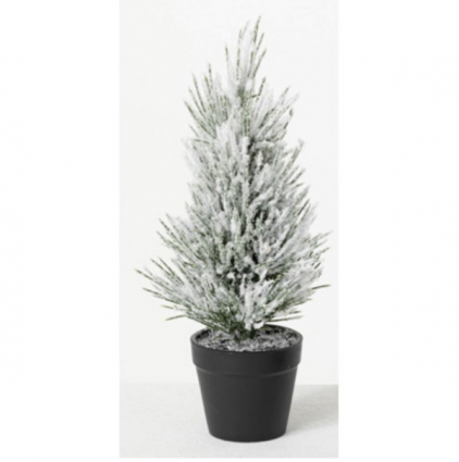 Flocked Pine Tree in a Black Pot 11"