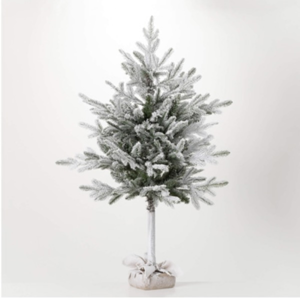 Flocked Green Christmas Tree 4"H