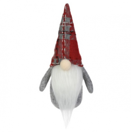 Gray Plaid Gnome Ornament