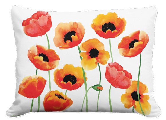 PILLOW, 19" X 24" POPPY BLOSSOMS