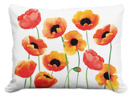 PILLOW, 19" X 24" POPPY BLOSSOMS