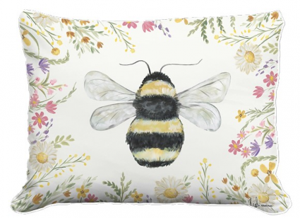 PILLOW, 19" X 24" FLORAL BEE