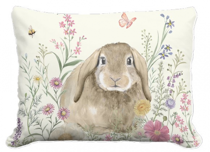 PILLOW, 19"X24" BUNNY ON MEADOW