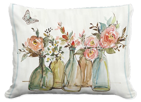 PILLOW, 19X24" FLOWERS IN BOTTLE