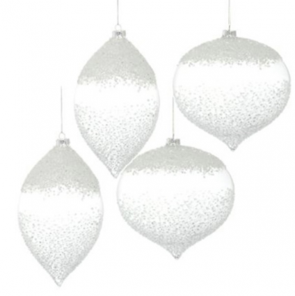 Clear White Glass Ornament