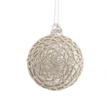 Silver Beaded Ball Ornament