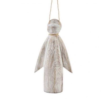 White Wood Angel Ornament