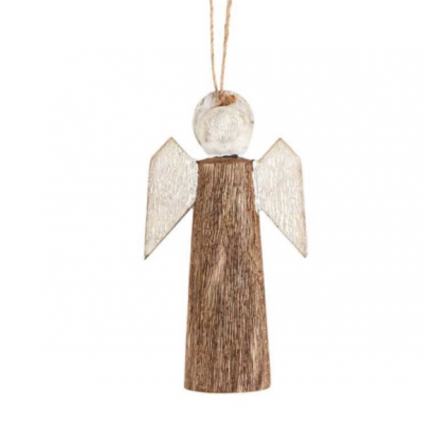 Natural Wood Angel Ornament