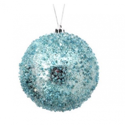 Iced Blue Ball Ornament 
