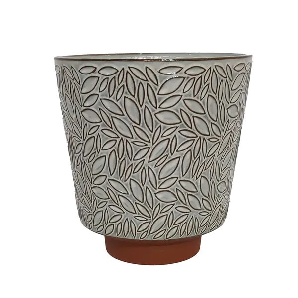 Clarissa Leaf Pot with Terracotta Base in Glazed Chiffon 
