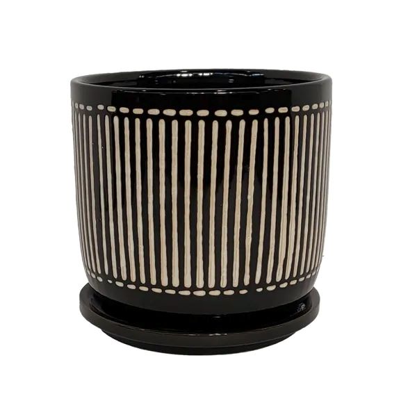 Minnetonka Pot with Attached Saucer in Ebony / White