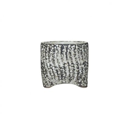 Matte Brown & Cream Embossed Stoneware Planter