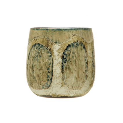 Multi Color Stoneware Planter in a Reactive Glaze