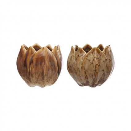 Stoneware Flower Shaped Planter In Brown