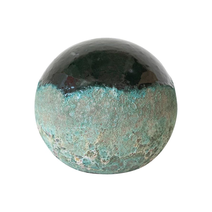 Coarse Terra-Cotta Ball, Reactive Glaze with Volcano Finish