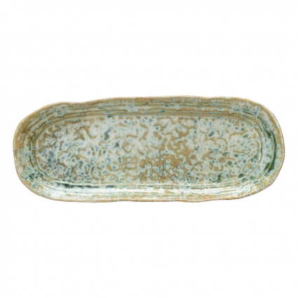 Green Stoneware Platter Reactive with Crackle Glaze