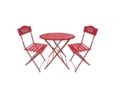 Red 3 Piece Bistro Set with Leaf Back