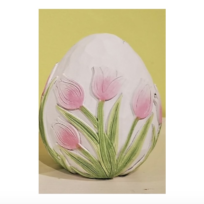 Medium Easter Egg with Pink Tulips