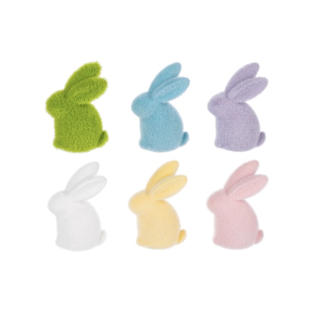 Flocked Bunny Figurines 