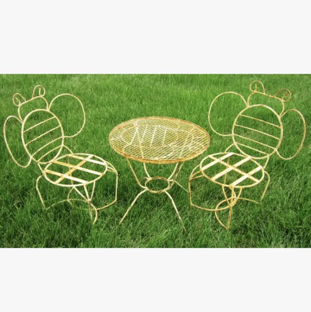 Wrought Iron Bumblebee Children's Table & Chairs