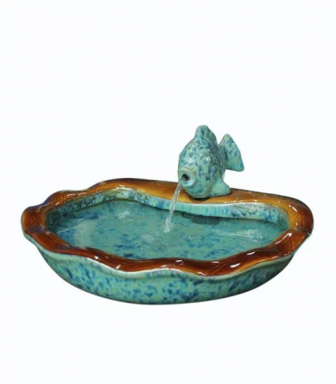 Carp Spitter Fountain in Distressed Aqua