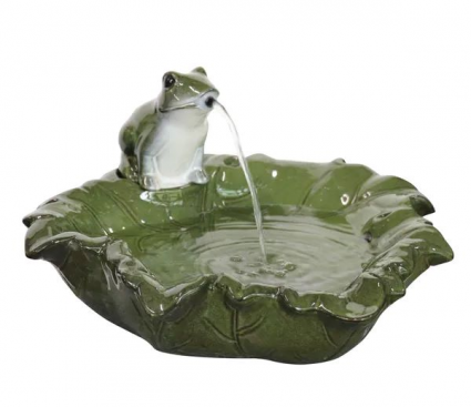 Frog on Lily Pad Fountain in Green