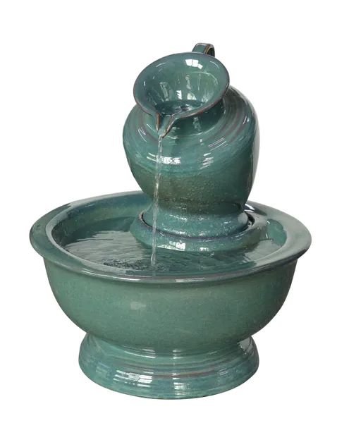 Tilted Jug Fountain in Blue Green