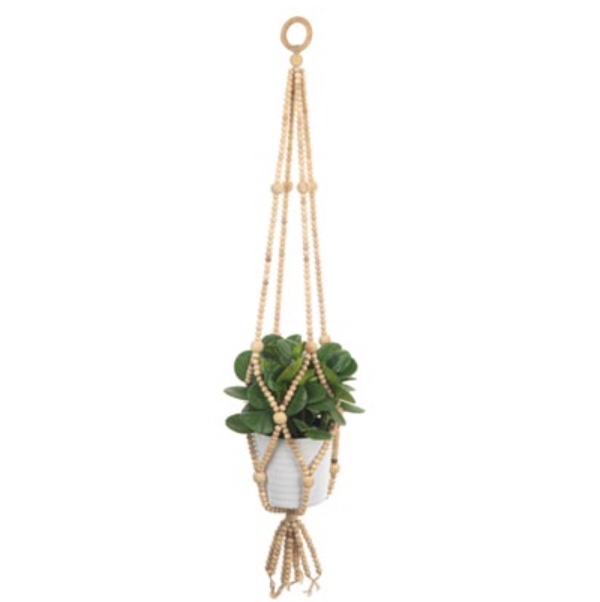 HANGER, 39" WOOD BEAD MACRAME