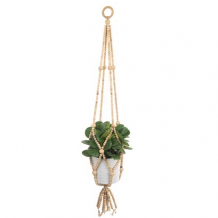 HANGER, 39" WOOD BEAD MACRAME