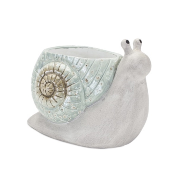 Aqua & White Snail Planter