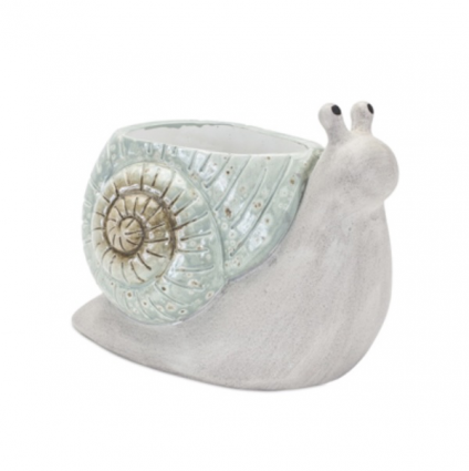 Aqua & White Snail Planter