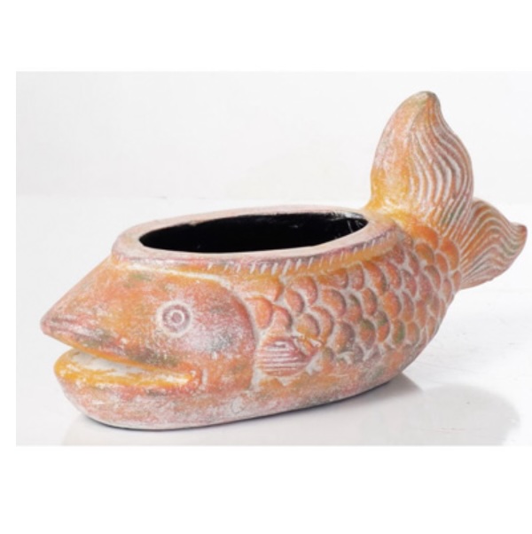 PLANTER, FISH CORAL MD 20.25"W