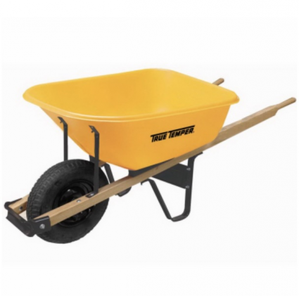 Yellow Poly Wheelbarrow, 6 cu ft