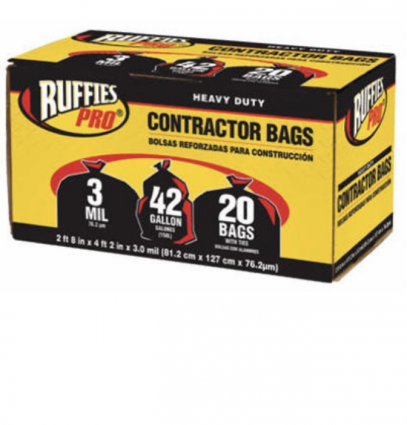 Ruffies Pro Contractor Bags are heavy-duty 42-gallon 