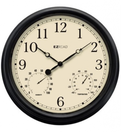 Thermometer Hygrometer Black Wall Clock