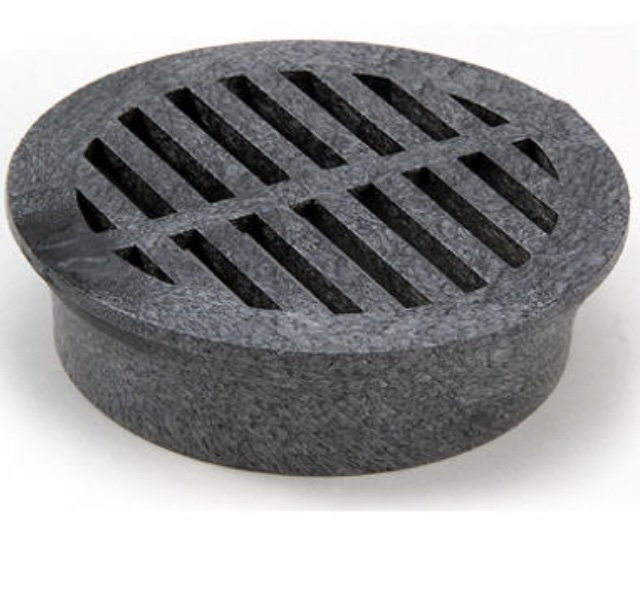 DRAIN GRATE, RND BLACK 4"