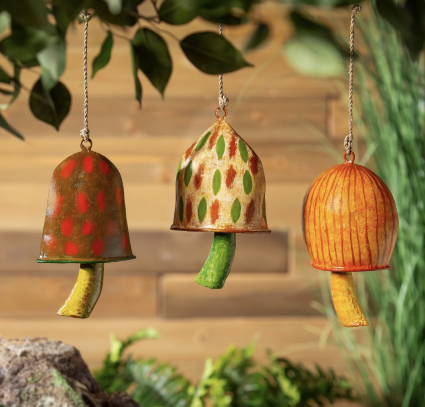 Hand Painted Spotted Metal Mushroom Bells (sold seperately)