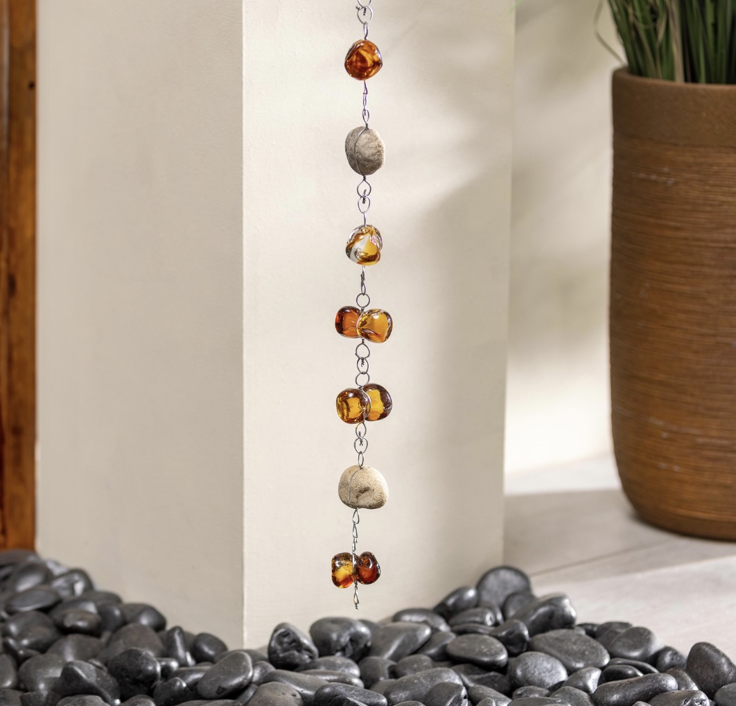 Amber Metal & Glass Rain Chain