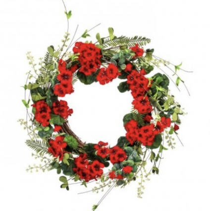 Geranium Fern & Willow Wreath 22"