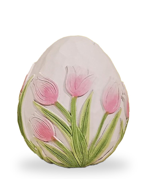 Medium Easter Egg with Pink Tulips