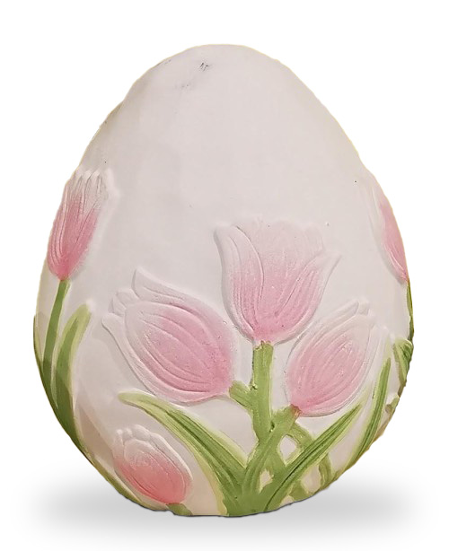 Large Ester Egg with Pink Tulips