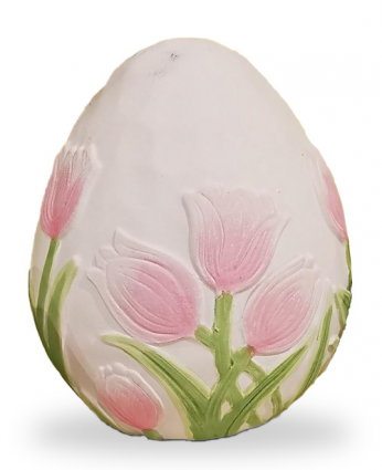 Large Ester Egg with Pink Tulips