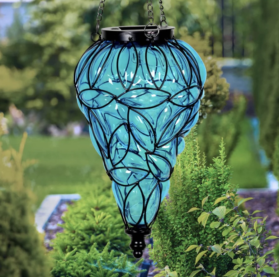 Blue Teardrop Hanging Lantern